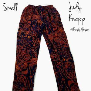 Judy Knapp Flowy Pants Small Blue & Orange Floral